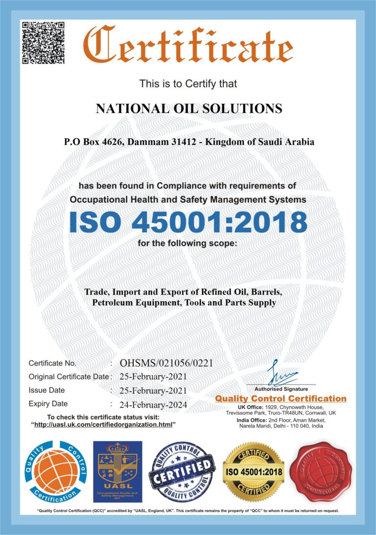 Certifications National Oil Solutions